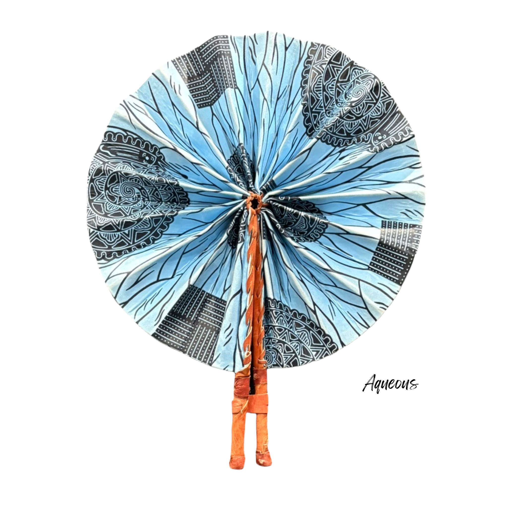 African Fabric Fan - Aqueous (Zero Waste Wovens 🌿)